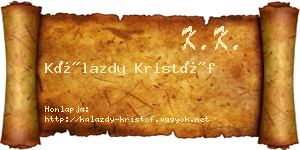Kálazdy Kristóf névjegykártya